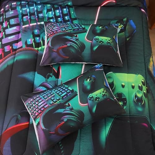 GRAT TIOC Gamer Comforter Sets for Teen Boys,Gaming Bedding Sets Twin,Video Game Bedspread,Game Gamepad Bedrooom Bed Set,Controller Gamer Home Decor 3 Piece thumbnail 5