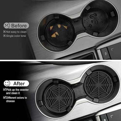 Alpmosn 4PCS Spider Web Car Coasters for Cup Holders, Halloween Funny Non-Slip Silicone Insert Ornaments Coasters, Automotive Cupholder Goth Accessories for Men & Women(Black) thumbnail 5