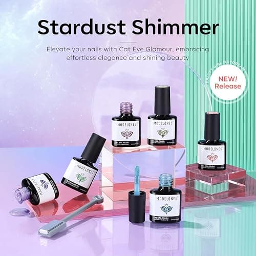 modelones Cat Eye Gel Nail Polish 6 Colors Red Green Silver Purple Blue Glitter Cat Eye Gel Polish Holographic 9D Semi-transparent With Magnet Soak Off Led Nail Art DIY Salon Gifts For Women Girl thumbnail 8