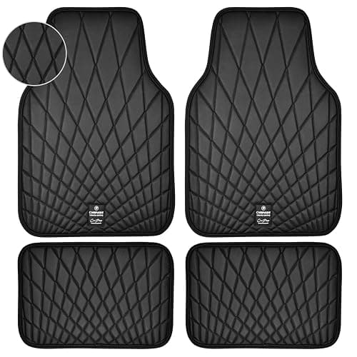 CAR PASS Faux Leather Floor Mats for Cars, Luxury Waterproof All Weather Car Mats Full Set, Anti-Slip Deluxe Automotive Mats Universal Fit for Most SUV,Vans,Sedans,Trucks, 4 Piece All Black - Image 1