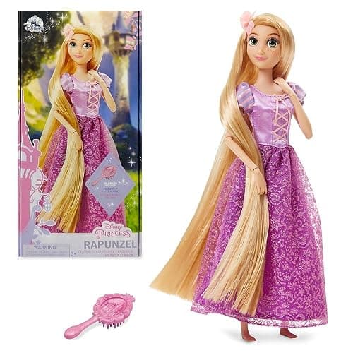 Disney Store Official Disney Princess Classic Doll (Rapunzel from Tangled), 11 Inches, Includes Brush with Molded Details, Fully Posable Toy in Classic Outfit - Disney Princess Toys for Girls - Rapunzel - Image 1