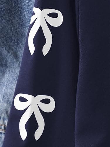 RoseSeek Girl's Jersey Bowknot Graphic Number Print Tees Long Sleeve Crew Neck Shirts Cute Tee Tops Streetwear thumbnail 4