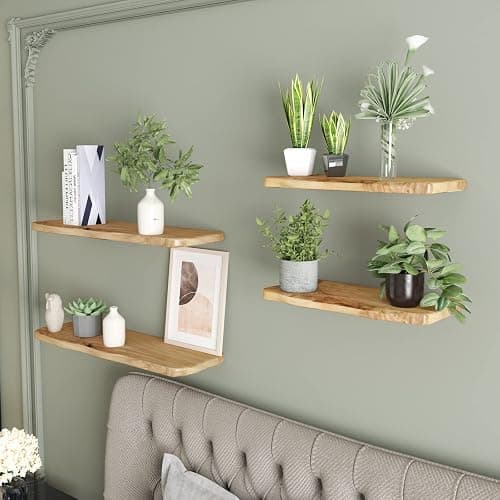 WELLAND 24 Inch Cedar Natural Edge Floating Shelf Set of 2 Rustic Solid Cedar Wood Floating Shelves Wall Mounted for Living Room, Bedroom, Kitchen, Bathroom, Home Office, Entryway thumbnail 7