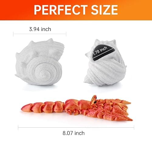 GemmiCho 3D Printed Animals, 7.8" 3D Printed Hermit Crab with Shell, 3D Printed Toy for Stress Relief, Easter Eggs Animals Figurines,  Easter Basket Stuffers Toys for Boys Kids Teen 5-7 4-6 8-12 (Red) thumbnail 3