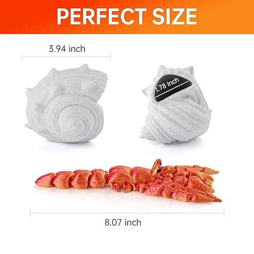 GemmiCho 3D Printed Animals, 3D Printed Toy, 7.8" Articulated Hermit Crab with Combinable Shell, Desktop Decor & Stress Relief Toy, Collectible Gift for Animal Enthusiasts (Red) thumbnail 4