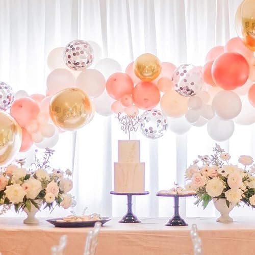 Soonlyn Rose Gold Balloons - 140 Pack, 12 Inch Gold & Pink, Pink Confetti, Arch Kit for Bridal & Baby Showers thumbnail 2