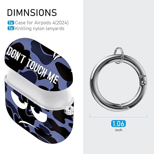 Youtec for Apple Airpods 4th Generation Case Covers(2024),Don't Touch Me for Airpods 4 Cover with Keychain/Lanyard Soft Cute Shockproof Cover for Women Men Compatible AirPod 4 Case,Blue thumbnail 6