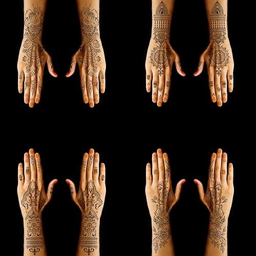 Henna Tattoo Stencil Kit,12 Sheets Stickers for Henna Tattoo Hand Forearm Glitter Airbrush DIY Tattooing Template, Large Indian Temporary Tattoo Stickers thumbnail 3