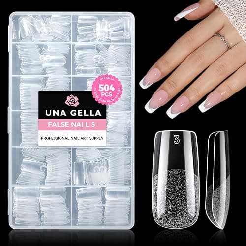 UNA GELLA Medium Square Tips für Gelnägel, 504 Stück 10 Größen, Soft Gel Press-On Nails, Vorgeformte Full-Cover Nagelspitzen, Acryl Nagelverlängerung für Nagelkunst & Home DIY - Image 1
