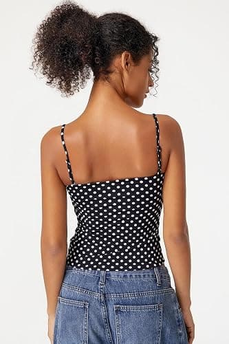QINSEN Women's Double Lined Basic Tank Top Adjustable Spaghetti Straps Sleeveless Camisole Shirts thumbnail 2