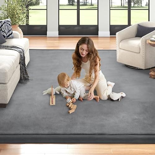 ILPEOD Baby Play Mat for Floor Tummy Time Nursery Rug Muscle Mat Area Rug Playroom Tatami 50 * 50" Memory Foam 1.3" Thick Crawling For Babies,Toddlers, Infants, Kids,Floor Mat(Grey) thumbnail 7
