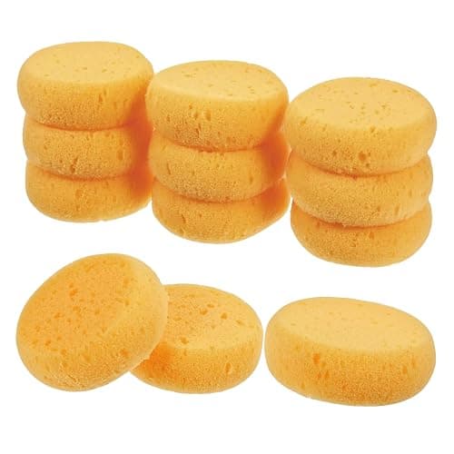12 Pcs Pottery Sponges, 2.75 inch Yellow Round Sponges for Clay Art, Painting & Crafts, Tack Cleaning Sponges for Household & Leather Care - Image 1