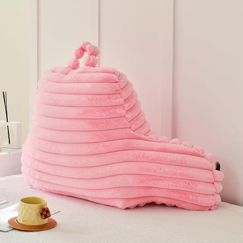Yaoshuho Large Reading Pillow for Adults, Back Support Pillow for Sitting Up in Bed with Arms, Couch for Lounging Bedrest, Pink thumbnail 5