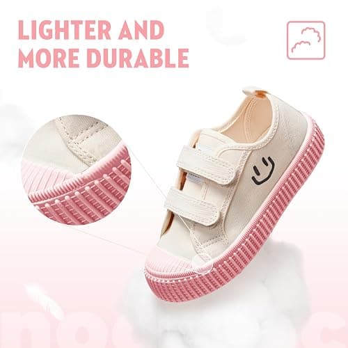HAPPY NOCNOC Toddler Shoes for Boys & Girls, Canvas Dual Hook and Loops Sneakers with Candy-Colored Sole thumbnail 4