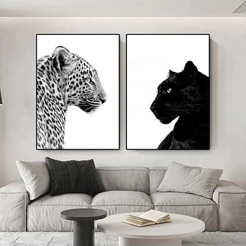 JORCEDI 3er Poster Aesthetic Schwarz Weiß Set,Moderne Wandbilder Schwarz Weiß Leopard Poster,Vintage-Geparden-Dekor,Eklektische Tierwelt für Wohnzimmer, Schlafzimmer, ohne Rahmen (50 * 70cm) thumbnail 5
