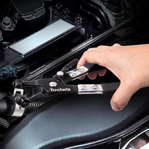 Toolwiz Hose Clamp Plier, Heavy Duty Hose Clamp Tool with Locking Device | Black Non-Slip Handle, Removal and Installation Tool for Ring-Type and Flat-Band Hose Clamps thumbnail 3