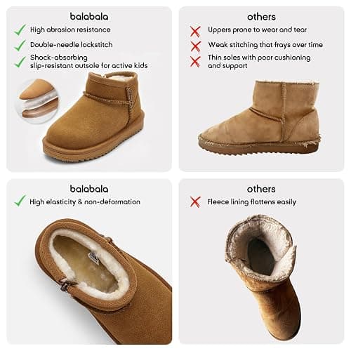 Balabala Boys & Girls Classic Snow Boots, Warm, Suede, Water-Resistant | Water Resistant, Girls, Boys, Kids, Snow Boots, Winter Boots, Classic, Suede, Warm, Hiking Boots, Insulated, Non-Slip Sole thumbnail 5