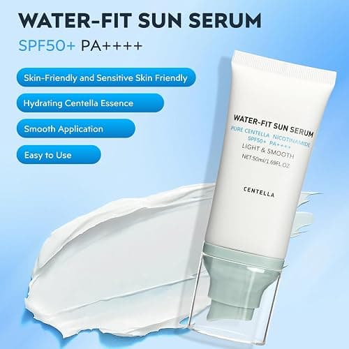 Centella Sunscreen SPF 50+, Face Sun Screen Long-Lasting Protection【Moisturizing Water Fit】【 Refreshing &Non-Greasy】【Lightweight】【NO White Cast - Dry Oily Skincare】Blue×1 thumbnail 5