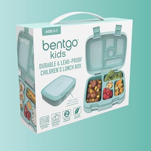 Bentgo Kids Bento-Style 5-Compartment Leak-Proof Lunch Box - Just-Right Portions for Ages 3 to 7, Durable, Drop-Proof, Dishwasher Safe, PFAS & BPA-Free & Made with Food-Safe Materials (Seafoam) thumbnail 8