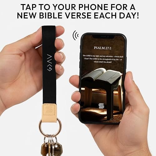 NIBIBALA Bible Verse Keychain Wristlet, Christian Gifts for Men, Women - Scan Phone for Daily Bible Verse, Christian Lanyard thumbnail 2