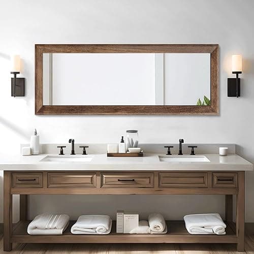 AAZZKANG Hanging Mirror Full Length Retro Large Wooden Framed Full Body Mirrors 47"x16" for Bedroom Living Room Bathroom Wall Mounted Vertically or Horizontally thumbnail 4