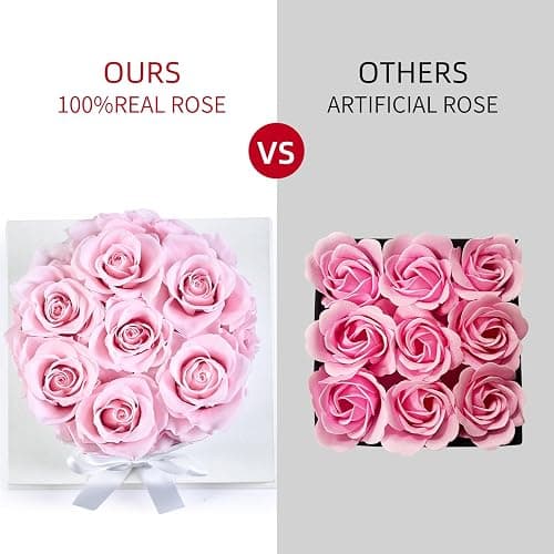 Graclect Flowers for Delivery Prime - Preserved Roses in a Box - Forever Flowers, Immortal Roses, Eternal Rose Birthday Gifts for Her, for Mom - Pink Rose thumbnail 4