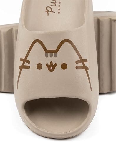 Pusheen Womens Sliders | Ladies Brown Moulded Ridge Bottom Sandals | Cartoon Cat Beachwear Summer Shoes | Slip-on Footwear thumbnail 6