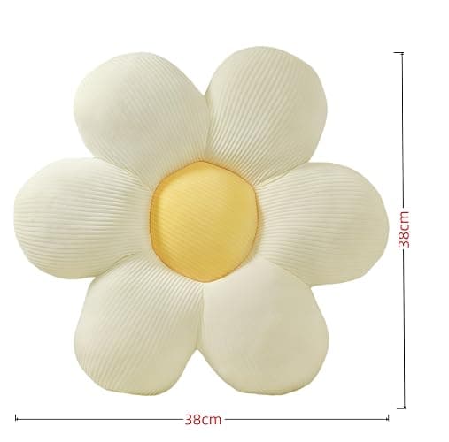 FSRONGXI Daisy Flower Pillow, Decorative White Throw Pillows, Cute Floor Cushions, Aesthetic Preppy Room Decor Cushion for Bed, Sofa, Chair 38cm (White & yellow) thumbnail 2