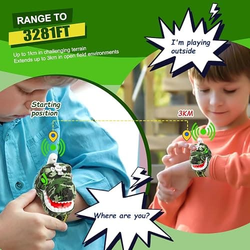 AZYFEI Dinosaur Walkie Talkies for Kids 2 Way Radios Toys for Boys Girls Ages 3-12 Long Range, 3 Channels Outdoor Adventure, Camping, Hiking Gifts Birthday Gifts Christmas Stocking Stuffers thumbnail 2