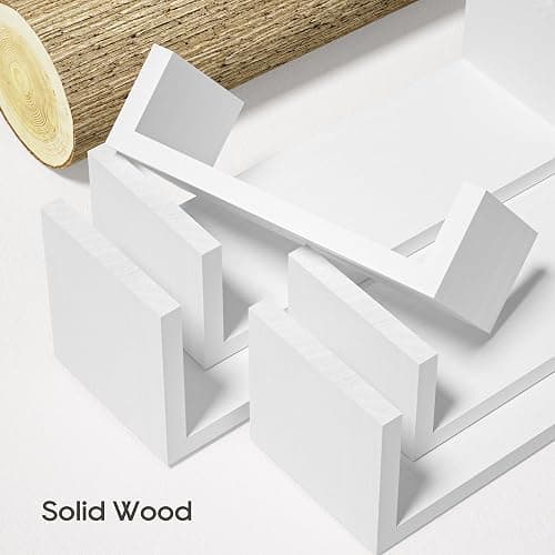 SRIWATANA White Floating Shelves, Set of 5 Solid Wood Wall Mounted Shelves | Sturdy Rustic Wall Organizers in 5-Piece Set; Space-Saving Wood Shelves to Create Custom Gallery Displays for Decor & Storage thumbnail 5