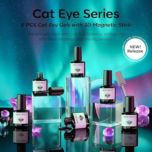 modelones Cat Eye Gel Nail Polish, 6 Colors Christmas Glitter Red Green Purple Blue Gel Polish Set with Magnet Sparkle Galaxy Series Nail Gel Polish Kit Soak Off Led Nail Art Manicure Salon DIY Gifts thumbnail 5