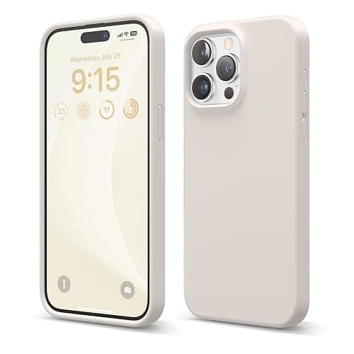 elago Compatible with iPhone 15 Pro Max Case, Liquid Silicone Case, Full Body Protective Cover, Shockproof, Slim Phone Case, Anti-Scratch Soft Microfiber Lining, 6.7 inch (Stone) - Image 1