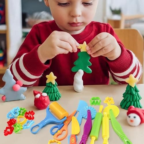 Playdough Tool Kit, 28 Pcs Basic Clay and Dough Tools Starter Set for Kids Ages 3+ Creative Play Accessories with Various Shape Molds & Cutters, Sensory Clay Toys Gifts for Back to School Christmas thumbnail 7