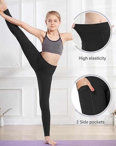 Stelle Girls' Athletic Leggings Kids Dance Running Yoga Pants Workout Active Dance Tights with Pockets thumbnail 4