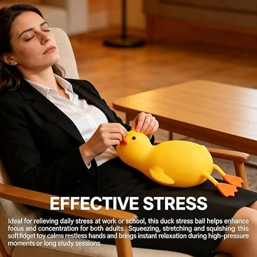 13in Giant Duck Squishy, Jumbo Big Cute Large Ducks Stress Ball Soft Squishys Slow Rising Stress Ball Fun Decompression Ducks Squishies Gift for Anxiety Stress Party Favors thumbnail 4