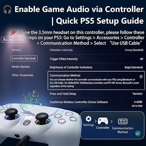 NBCP Wired PS5 Controller - Gaming Controller for PlayStation 5, PS4, PC/Steam, Turbo & Linear Hall-effect Trigger, Dual Vibration, 3.5mm Audio Jack - White thumbnail 7