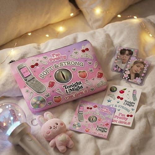 SportsLiking For Katseye Merch Cosmetic Makeup Bag, Y2K-Inspired Pop Graphic Zipper Pouch, Portable Makeup Organizer for Toiletries & Accessories thumbnail 2