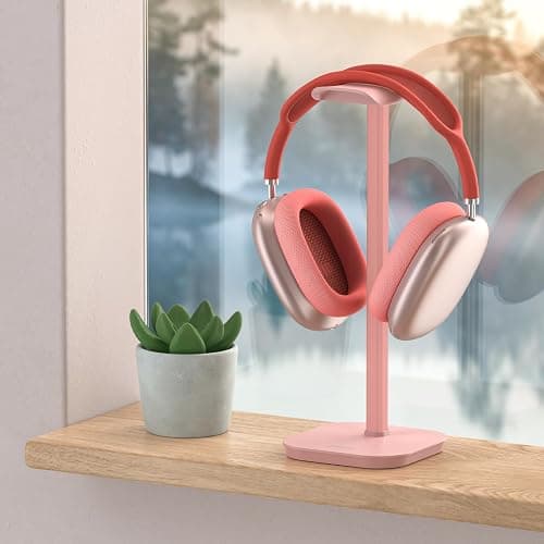 MANMUVIMO Headphone Stand, Desktop Headset Holder Desk Earphone Stand Aluminum Headset Hanger Headphone Rack Stand to Hold Earphones Such as Airpods Max, Sony, Beats, Bose, Razer, HyperX(Pink) thumbnail 8