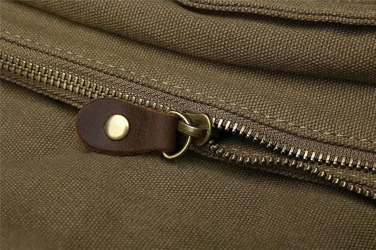 Sechunk Vintage Military Leather Canvas Laptop Bag Messenger Bags Medium thumbnail 5