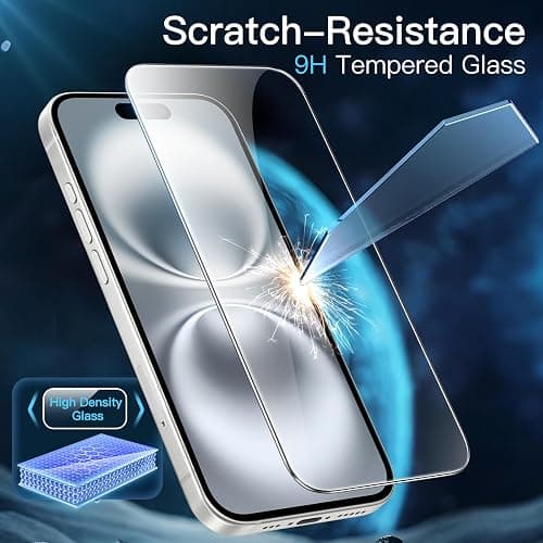 JETech Screen Protector for iPhone 16 6.1-Inch, Tempered Glass Film with Easy Installation Tool, Case-Friendly, HD Clear, 2-Pack thumbnail 5