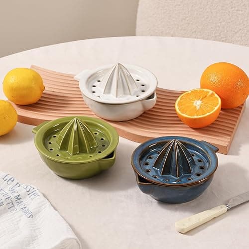 Ceramic Citrus Lemon Orange Juicer Manual Squeezer, Hand Juicer Reamer | Rotation Press with Strainer Lid, Spout, Handle, Dishwasher Safe, Easy to Clean thumbnail 8