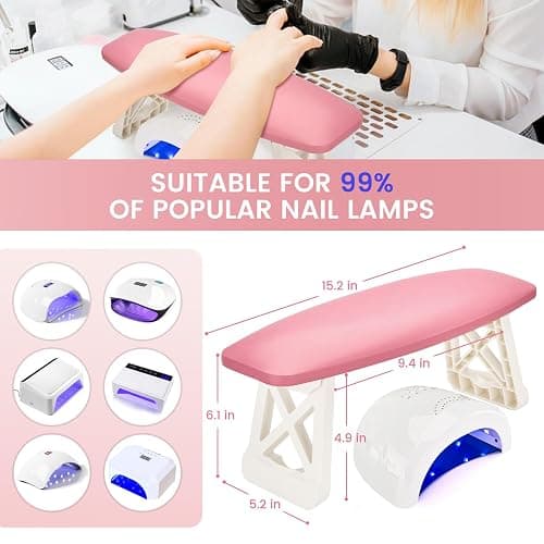 Nail Arm Rest for Nails Tech Must Have, 15.2 Inches Large Foldable Hand Rest Foot Stand Cushion Pillow for Clients, Manis & Pedis Supplies for Nail Stations thumbnail 3