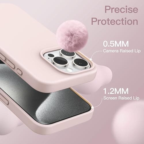 JETech Coque Silicone pour iPhone 15 Pro 6,1 Pouces, Protection Complète du Corps au Toucher Soyeux, Étui Housse Anti-Chocs (Rose Pâle) thumbnail 5