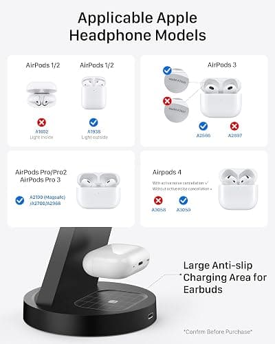 Anlmz 3 in 1 Charging Station for iPhone, Wireless Charger for iPhone 17 16e 16 15 14 13 12 11 X Pro Max & Apple Watch - Wireless Charging Station for AirPods 4 3 Pro thumbnail 5