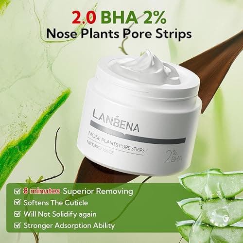 LANBENA 2.0 Blackhead Remover - 60 Pieces Peel Off Mask for Nose & Face, Nose Plants Pore Strips with Salicylic Acid, Blackhead Removal Kit 1.05oz thumbnail 9