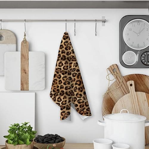 KTYHD Black Cheetah Leopard Kitchen Dish Towels Decor 16x24in Set of 2 | Cheetah Bathroom Decor, Retro Trendy Maximalist Wild Animal Hand Towels for Bathroom, Leopard Print Gifts for Women thumbnail 6