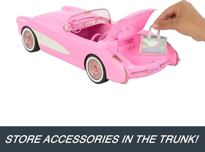 Hot Wheels RC Corvette from Barbie the Movie, Full-Function Remote-Control Toy Car Holds 2 Barbie Dolls thumbnail 6