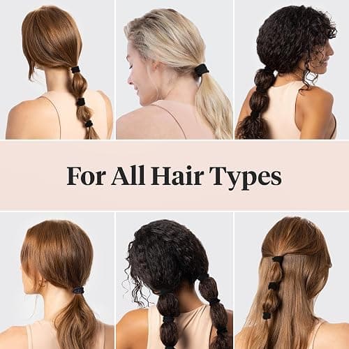 Kitsch Black Hair Ties No Damage - Strong, Stretchy Hair Bands | Soft Nylon Ponytail Holders, Snag-Free Rubber Bands, Perfect for Updos & Braids | Ideal Gifts for Women - Black, 20pcs thumbnail 6