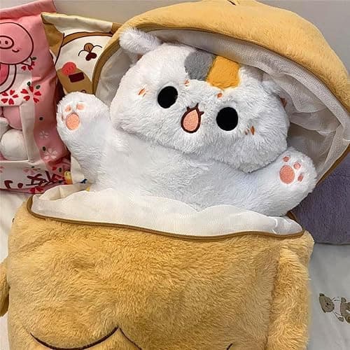 Karoeiwa Cute Taiyaki Cat Plush Pillow Small Size 11.8 inch Kitten Inside Fish 2 in 1 Kitty Stuffed Animal Ultra Soft Plushies Toys Gifts for Kids Girlfriend Orange thumbnail 4