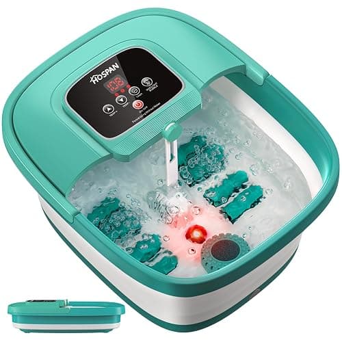 HOSPAN Collapsible Foot Spa with Heat, Bubble, Red Light, and Temperature Control, Foot Bath Massager with 8 Shiatsu Massage Rollers, Pedicure Foot Spa for Relaxation - FS01A - Image 1